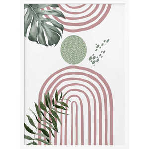 Arte Mural Boho Shapes 1, Decoración Bohemia Minimalista Rústica, Lienzo Beige con Marco de Bambú, Colgante con Cuerda para Decoración de Bodas - Product Image 4