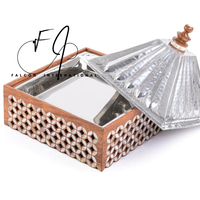 Servidor de comida de madera de acero inoxidable con capacidad moderna de 7L, mango de patrón Floral de latón, cazuela, platos seguros para frotar, platos para servir