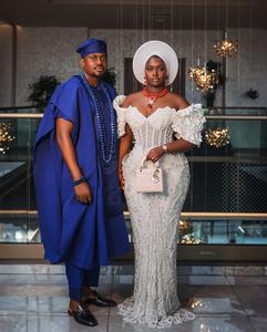 Foulard africain Hido Dhisan multicolore à plusieurs couches, grande taille, couvrant toute la tête, respirant, avec détails en dentelle perlée - Product Image 1