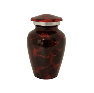 Urna de recuerdo de aluminio con diseño de textura roja y negra para cenizas humanas, urna de cremación de aluminio recién llegada - Product Image 1