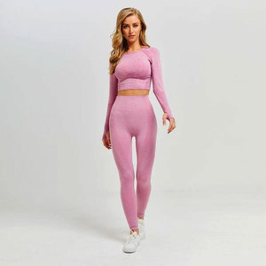 Sports Girls Seamless Fitness Sport Wear High Elastic Women Yoga Set High Gym <b>Crop</b> Top and Breathable Yoga <b>Leggings</b> Set - Product Image 6