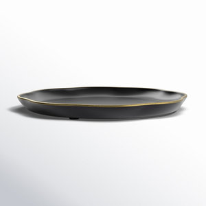 Black Luxury Design Wavy <b>Border</b> Aluminium Tray For Serving in Hotel Restaurants Wedding Home From India - Product Image 2