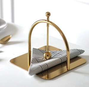 Porte-serviettes en métal doré de luxe artisanal, multifonctionnel, gain de place, couleur et logo personnalisables, pour la maison, le bureau - Product Image 2