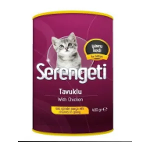 SERENGETI Makanan Kucing Kaleng dengan Ayam (KITTEN) 400 GR Terlaris Nutrisi Makanan Kucing Lezat dengan Makanan Ayam Burgundi Kaleng