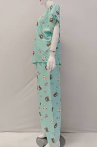 Pijama de manga corta, conjunto de pantalones largos con ropa con cuello en V para dormir o relajarse en Casa - Product Image 2