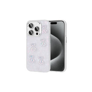 Funda Protectora Trasera Premium Netzy para iPhone 15 Pro Max con Figura de Oso en Relieve, Silicona Brillante y PC Galvanizado para Chicas - Product Image 1