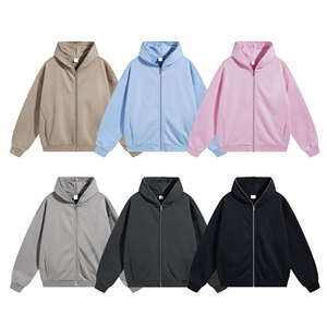 Sudaderas con capucha y cremallera completa para hombre de 430GSM de alta calidad con logotipo personalizado - Product Image 2