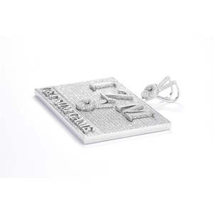 Pendentif unisexe personnalisé IZM 18,52 carats en moissanite taille brillant, argent sterling blanc plaqué or 18 carats, chaîne finition satinée 2 mm - Product Image 3
