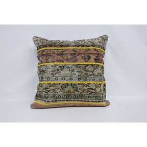 Beige Bohemian 28x28 Wool Woven Vintage Floral Print Non-Slip Eco-Friendly Removable Washable Zipper Closure Decorative - Product Image 1