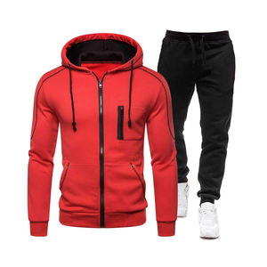 Sweats à capuche et pantalons de survêtement personnalisables en gros pour hommes Ensembles de vêtements de sport à cordon de serrage de couleur contrastée - Product Image 3