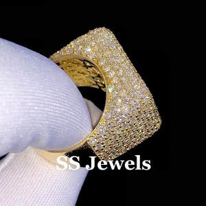 Fully <b>Iced</b> VVS Moissanite Brilliant Cut Prong Setting Men's 925 Silver Rhodium Plated Big Hip Hop Statement Champion <b>Ring</b> - Product Image 2