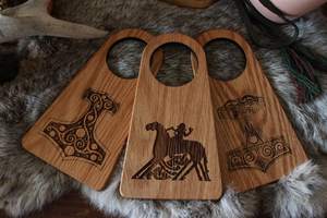 Cuerno vikingo decorativo personalizado Soportes de artesanía de madera Estilo náutico Soportes de cuerno grabados Alta demanda de la India - Product Image 5