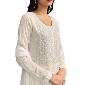 Abito bianco Pakistani Sharara con ricami di paillettes e Dupatta per matrimonio ospiti donne indiano tradizionale Party Wear - Product Image 2