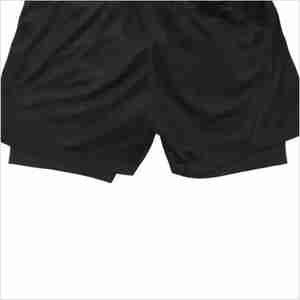 Pantalones cortos de compresión de doble capa informales FIT completamente negros con patrón sólido Cierre de cintura elástica antiarrugas y transpirables - Product Image 3