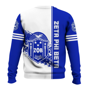 Sudadera con cuello redondo de la hermandad Zeta Phi Beta para mujer, azul 1920, letra griega bordada - Product Image 2
