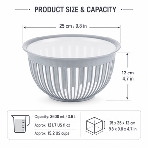 <b>Plastic</b> PP Serving Bowl 3.6L Non-Toxic Dishwasher Safe BPA Free Eco-Friendly Heat Resistant Salad Fruit Food Prep <b>Kitchen</b> - Product Image 2