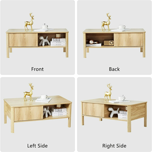 Mesa de centro Rectangular de madera moderna de mediados de siglo con estante de almacenamiento doble mesa de té suficiente espacio para almacenar libros tazas juegos - Product Image 3