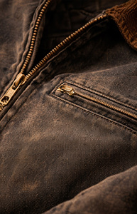 Veste pour homme OEM, logo personnalisé, veste de travail en toile de canard vintage lavée, veste utilitaire à fermeture éclair lourde, style Detroit - Product Image 3