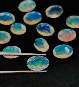 Ethiopian AA Quality Opal 6X4mm Faceted Oval <b>Stone</b> Natural White Gemstone Loose Cut Mehrajudin <b>Gems</b> Third Party Appraisal Color - Product Image 2