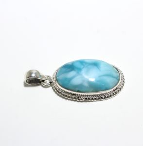 Pendentif en argent sterling 925 naturel Larimar lisse pendentif bijoux grossiste fournisseur Inde - Product Image 2