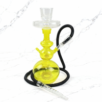 Ensemble de narguilé en verre jaune pour bar, salon, fête, avec bol transparent et tuyau noir, narguilé abordable pour usage domestique, chicha