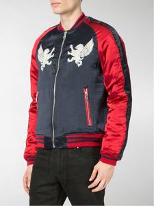 Venta al por mayor de chaqueta de alta calidad para los deportes de los hombres de encargo de invierno chaqueta deportiva de talla grande abrigo estampado 100% chaqueta de bombardero de satén para los hombres - Product Image 6