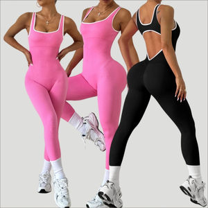 Mono Deportivo Casual de Verano con Cuello Halter, de Una Pieza, Cintura Alta, Transpirable, Ajustado, para Mujer, para Gimnasio, Entrenamiento, Fitness - Product Image 1