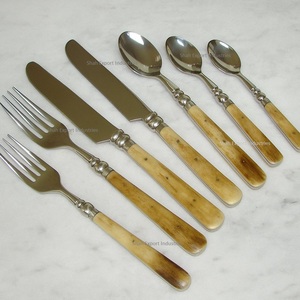 Juego de cubiertos de acero inoxidable de lujo con mango de hueso Antick para el hogar, mesa de cena de boda, juegos de cubiertos decorativos - Product Image 1