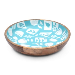 Cuencos de madera maciza para utensilios de cocina, vajilla de mesa, cuencos de madera para servir, decoración colgante de pared para el hogar, forma redonda, impresión elegante - Product Image 4
