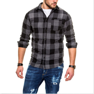 Vente en gros de t-shirt pour hommes Herren Langarmhemd Freizeit Business Hemd Herren Kariert Streetwear Slim Fit Plain Tshirt Expédition DDP - Product Image 2