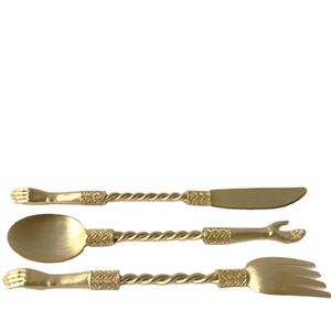 Cuchara de boda de acero inoxidable de color dorado con mango de diseñador de la India, ideal para utensilios de cocina, juego de postres de hotel y restaurante - Product Image 1