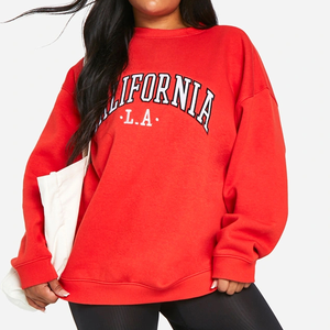 High Quality Custom Woven Double Sided Embroidery Graphic Winter Casual Oversized Crewneck Sweatshirt for Women - Product Image 4