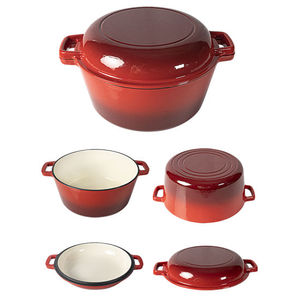 5QT-Juego de utensilios de cocina con tapa de sartén para parrilla, cazuela para estofado, estufa, inducción, hierro fundido esmaltado, doble Horno Holandés 2 en 1 - Product Image 2