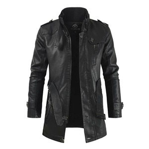 Nuevo Abrigo de Motociclista de Cuero Genuino y Lona para Hombre, Estilo Urbano, Largo Regular, Otoño-Invierno, Juvenil, Versátil y Afelpado - Product Image 3