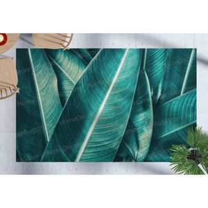 Leaf Printed <b>Rug</b>: Trendy, Modern, Floral, Indoor, Outdoor, Large, Personalized, Pattern, Step, Thin,With Pile Soft <b>Rug</b> - Product Image 2