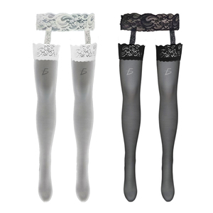 Bas cuissardes en nylon transparent ultra-fin avec ceinture en dentelle Carto - Product Image 1