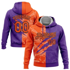 Custom Stitched Graffiti Pattern <b>Orange</b> Purple-Black Scratch Sports Pullover Sweatshirt <b>Hoodie</b> - Product Image 1