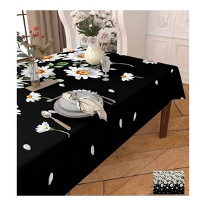 Totally Customizable Size Shape Color Digital Floral Printed Black Ultimted Premium Quality Rectangular Decorations Table Cloths - Product Image 5