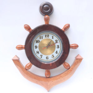 Horloge murale ancre maritime en bois peint/charme nautique intemporel pour la décoration de la maison et du bureau tenture murale - Product Image 1