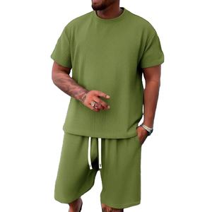 Nouveau élégant imprimé été Shorts chemise ensemble de haute qualité respirant ensemble short pour hommes 100% coton vente en gros ensembles de t-shirts - Product Image 1