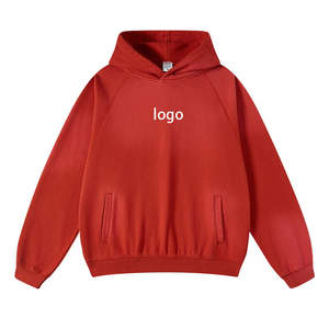 Alta calidad hombres de gran tamaño ácido lavado gota hombro pulóver Sudadera con capucha 100% algodón bordado técnica sólido todo personalizable - Product Image 6