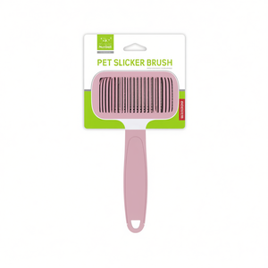 Brosse de toilettage pour chiens et chats à poils fins, à tête carrée, auto-nettoyante, avec manche de couleur unie, fabricant en gros - Product Image 2