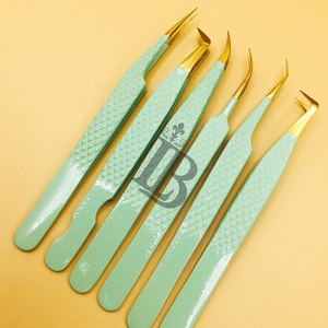 Nouvelles pinces à extensions de cils très demandées, à pointe dorée, avec logo Mink, pointe en fibre offerte et manche incurvé offert - Product Image 6
