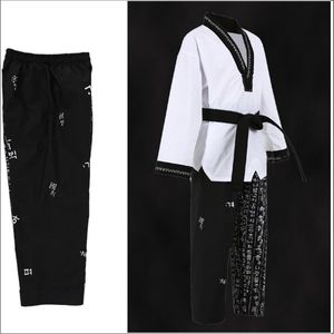 Dernier design, logo personnalisé, uniforme de Taekwondo noir à col en V pour adultes, MMA, arts martiaux, karaté, unisexe, polyester/coton - Product Image 3