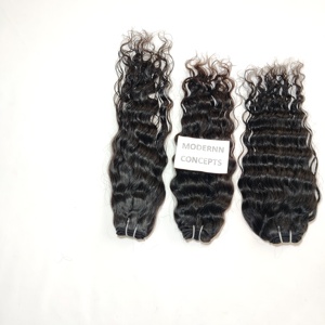 Extensiones de cabello humano indio de Color negro ondulado profundo Natural virgen 100%, cutícula alineada y sin paquetes procesados químicamente - Product Image 5