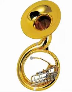 Sousaphone JSH-110 de haute qualité avec corps en laiton, laque dorée et placage argenté, clé Bb - Excellent matériau en laiton - Product Image 2