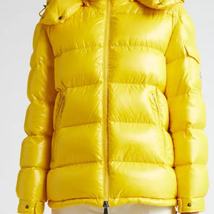 Blouson matelassé orange brillant imperméable d'hiver avec capuche et logo personnalisé pour homme - Product Image 6
