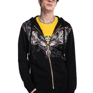 Sweat à capuche zippé avec logo imprimé pour hommes et femmes haute qualité coton polyester épais imperméable polaire longue longueur-vente en gros en vrac - Product Image 1