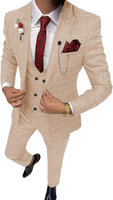 Costume homme élégant, couleur unie, double boutonnage, blazer et pantalon, ensemble 3 pièces, respirant, polyester/coton, costume d'affaires pour homme
