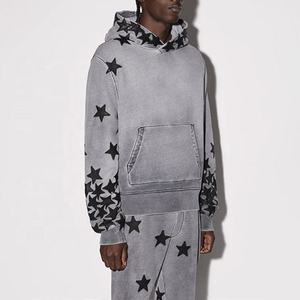 Sudadera con capucha gráfica unisex de gran tamaño 100% algodón sudadera de peso pesado ropa de calle personalizada con capucha abullonada al por mayor para hombres - Product Image 4